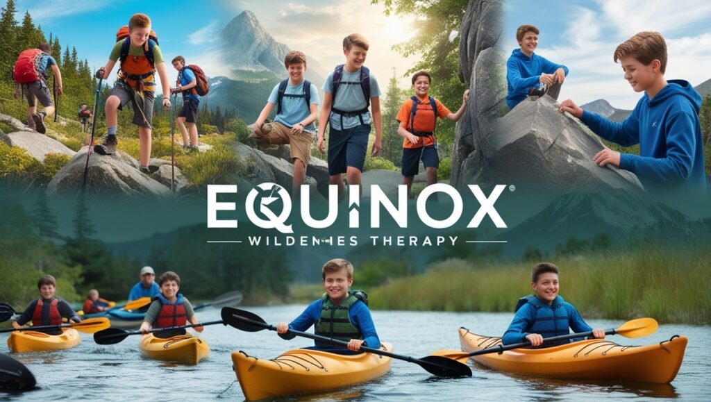 Teen boys participating in outdoor adventure therapy at Equinox RTC