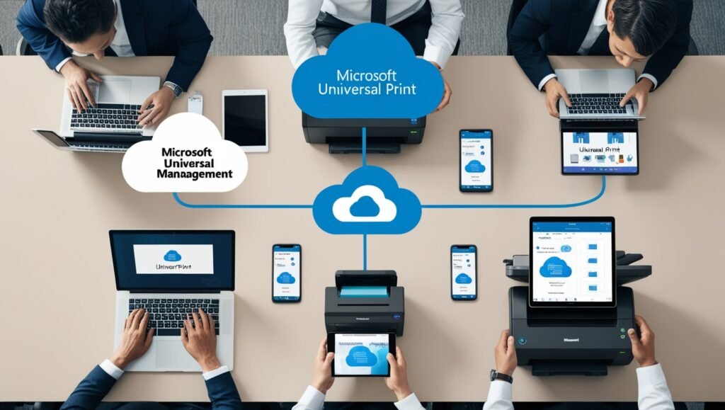 Microsoft Universal Print cloud-based print management solution for businesses.